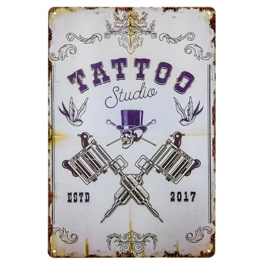LuckyLinde Plaque en tôle 30 x 20 cm pour fans de tatouage, tatoueurs, studio de tatouage, panneau décoratif
