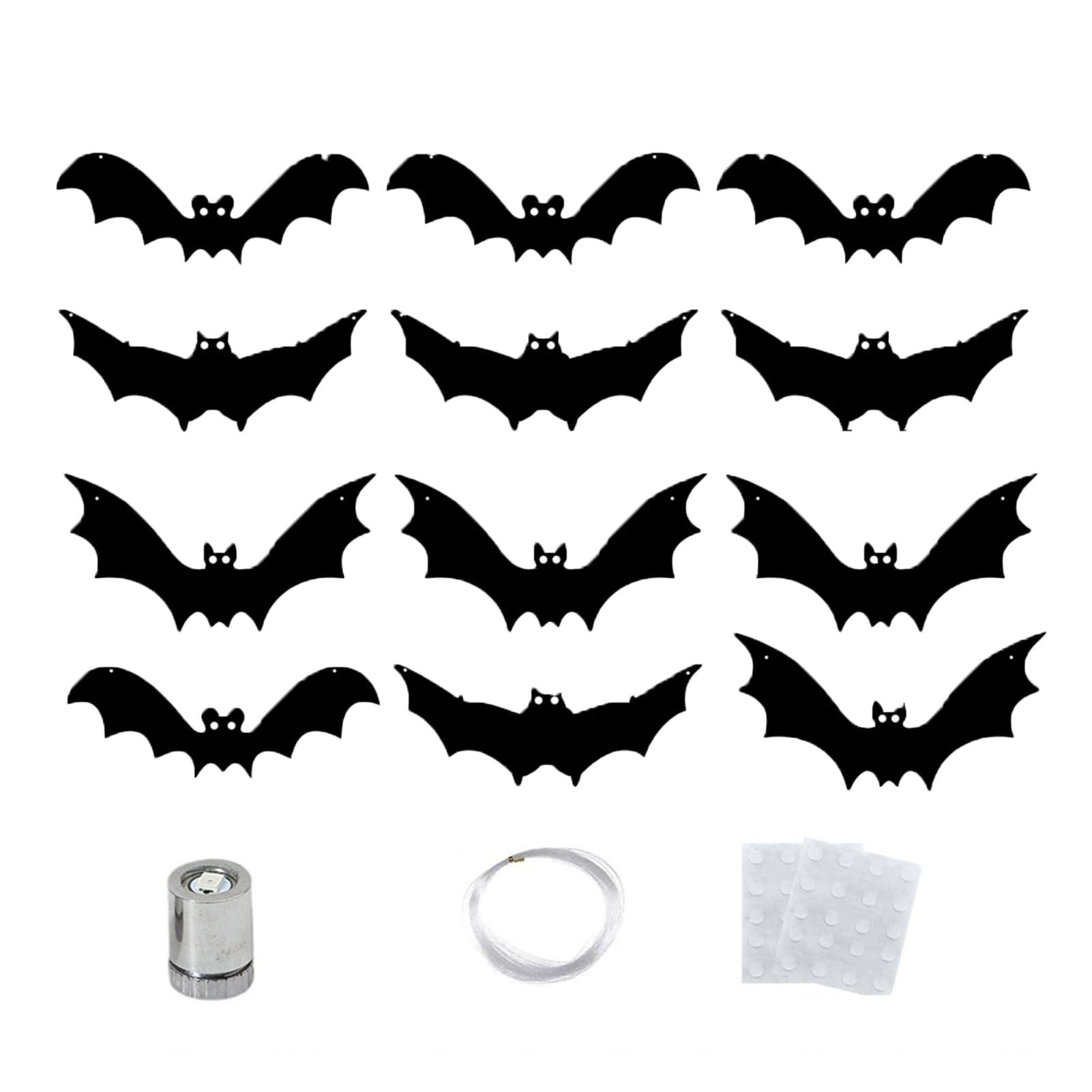 RetroNest 12 Pcs Hanging Bats Halloween Decorations With Glowing Eyes,3D Realistic Spooky Fake Flying Bats For Haunted House Porch Garden Wall Window Party Supplies Green A