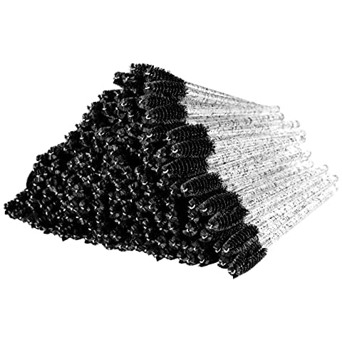 300 Pcs Disposable Crystal Mascara Wand Eyelash Brush Applicator Eyebrow Brush for EyeLash Extension Supplies (Black) Cover