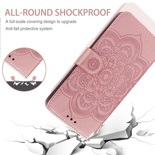 Étui portefeuille OnePlus 8 or rose rabat cuir et verre trempé - 7