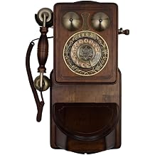 Retro Wall Mounted Landline Phone with Mechanical Rings/Electronic Rings,Old Style Rotary Dial Phone with Wall Mount Vintage Corded for Home Kitchen,Red
