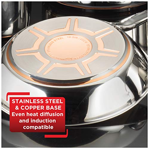 T-Fal Ultimate Stainless Steel And Copper Cookware Set 13 Piece Induction Pots And Pans, Dishwasher Safe Silver #TOP4