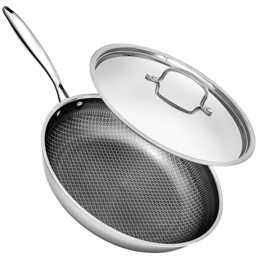 Image of Frying Pan Non Stick 10 Inch, Stainless Steel Hybrid Nonstick Skillet Chef