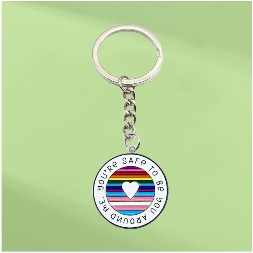 You're Safe To Be You Around Me Keychain – LGBT Pride Keychains, Ally Keychains, Safe With Me Affirmation Gift, Rainbow Accessories, Supportive LGBTQ+ Merchandise 2pcs - Image 4