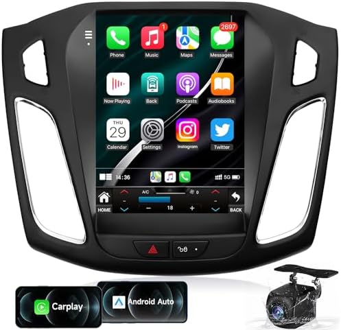 5GWiFi Upgrade 4+32G(8 Core) 1024 * 768 HD Android11 Car Stereo Radio for Ford Focus 2012-2018 Wireless CarPlay & Andriod Auto Bluetooth GPS Navigation/Mirror Link/Backup Camera& with Sony System