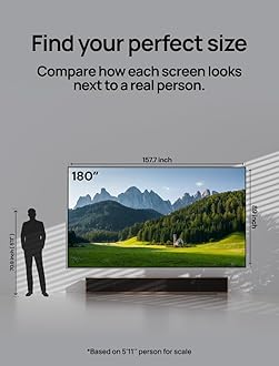 AWOL VISION 180-inch Projector Screen Fixed Frame, 1.3 dB Peak Gain, The Perfect Combo with LTV-2500, 80% Picture Quality Improved, 4K / 8K Ultra HD, Active 3D Wall Mount Projector Screen, MW-180