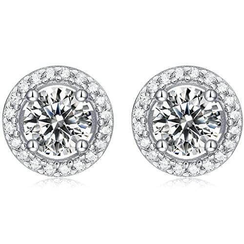 Pendientes pequeños de plata de ley 925 con zafiro rosa para mujeres y hombres, circonita cúbica, circonita, diamante azul