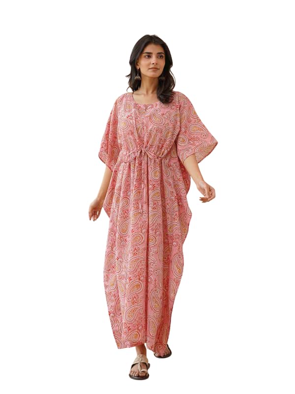 goodhand LONGKFT Cotton Block Printed Kaftan for Women – Breezy, Stylish & Comfortable Ethnic Wear for Everyday Lounging, Vacations & Casual Gatherings-picture-32