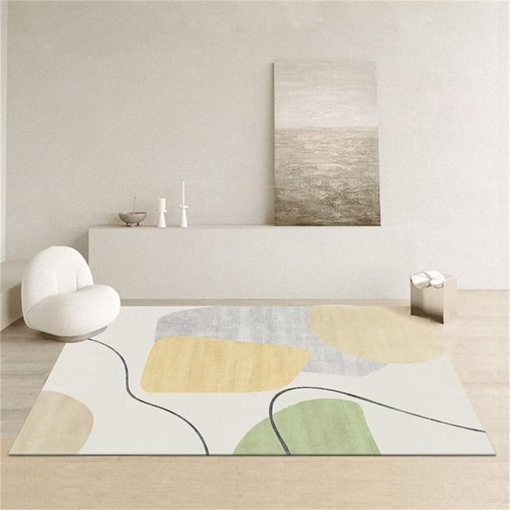 Grand tapis de chambre ado fille 60x110 cm vert et gris moderne