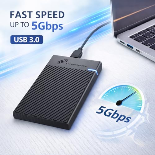 Image of Portable External Hard Disk Drive - USB 3.0 with Silver Port, 5Gbps Speed, Anti-Vibration, Heat Dissipation, Auto Sleep - for Laptop, PC, Mac - Black - 1 Year Warranty (320, GB)