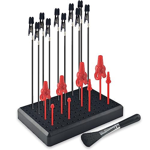 HUBEST Airbrush Painting Stand Base Holder with 18 PCS Plastic Gundam Model Painting Alligator Clip Sticks for Holding Model Parts DIY Card Photo Memo