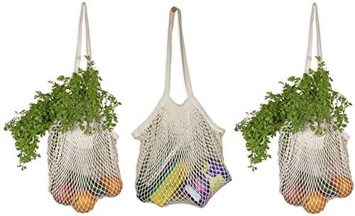 Cotton Mesh Onion Storage Bags - 100% Cotton, Reusable, and Washable Mesh Grocery Bags for Storing Garlic and Root Vegetables
