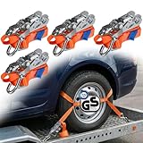 Radspanngurte 4er Set | TÜV geprüft | Spanngurte Auto Transport Reifengurt Ratschengurte Radsicherung PKW Anhänger | Länge 3 m | 2000 daN | 35 mm