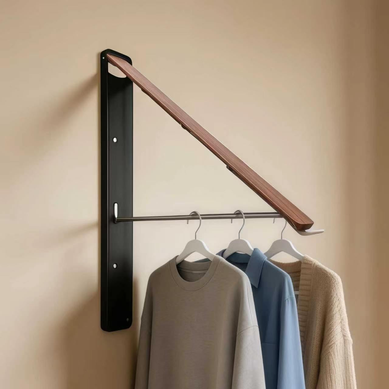 Retractable Wall Mounted Drying Rack,with 1 Racks, Retractable Fold Mounted Clothes Hanger Rack for Laundry Room, Closet & Balcony