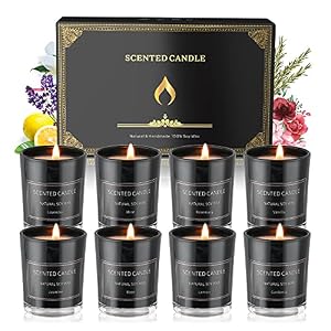 Home Scented Candles, 8 Pack Aromatherapy Jar Candles Smoke-Free Strong Fragrance Long Lasting, 8 Fragrances Scented…