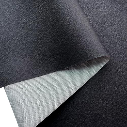 XHT Tissu en cuir synthétique de qualité supérieure au mètre, imperméable, couture, réparation, noir, 100 x 160 cm