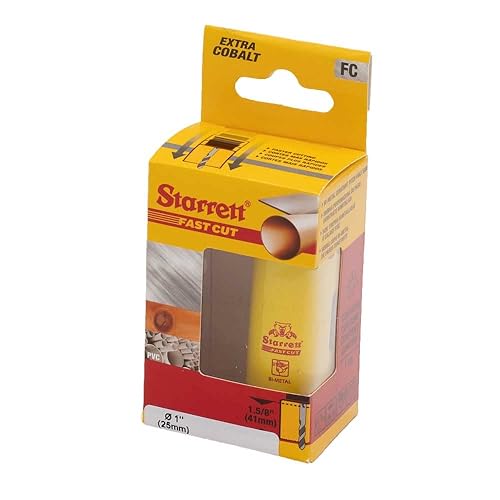 Miniatura 4 de Starrett FCH0100-G - Sierra de agujero recto de corte rápido bimetálica con dientes HSS resistentes a la abrasión, ideal para cortar metal, acero y