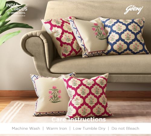 Image of India Circus by Krsnaa Mehta Poppy Window Multicolor Satin Blend Cushion Pillow Covers Set of 5 (16 x 16 Inches)