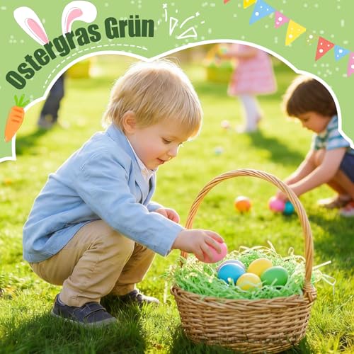 Ostergras Grün 200g aus Papier – Umweltfreundliches Füllmaterial Geschenk & Geschenkbox – Geschreddertes Papier für Ostern Grass Deko, Körbe, Nester & Verpackungen (Grasgrün)