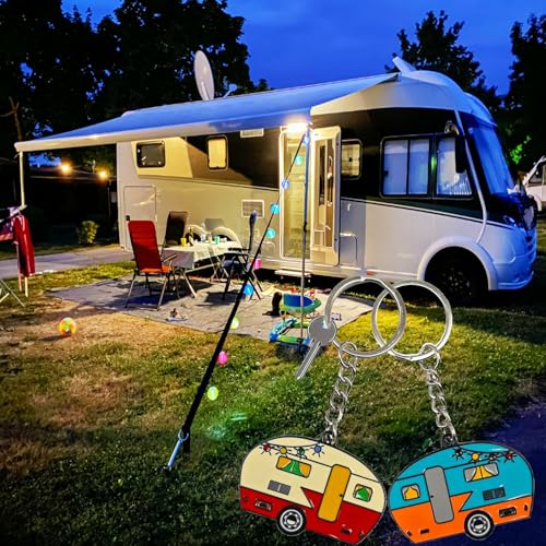Image of Camper Keychain, Upgraded Double-Side Metal Camping Key chain, Couples RV Accessories Set of 2 for Men Women