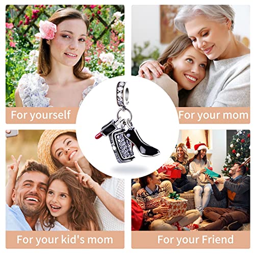 Symretie Ciondolo Donne in Argento Sterling 925, con Zirconia Cubica, Compatibile con Bead Charm Braccialetti Pandora e Collane Europei per Donne Ragazze
