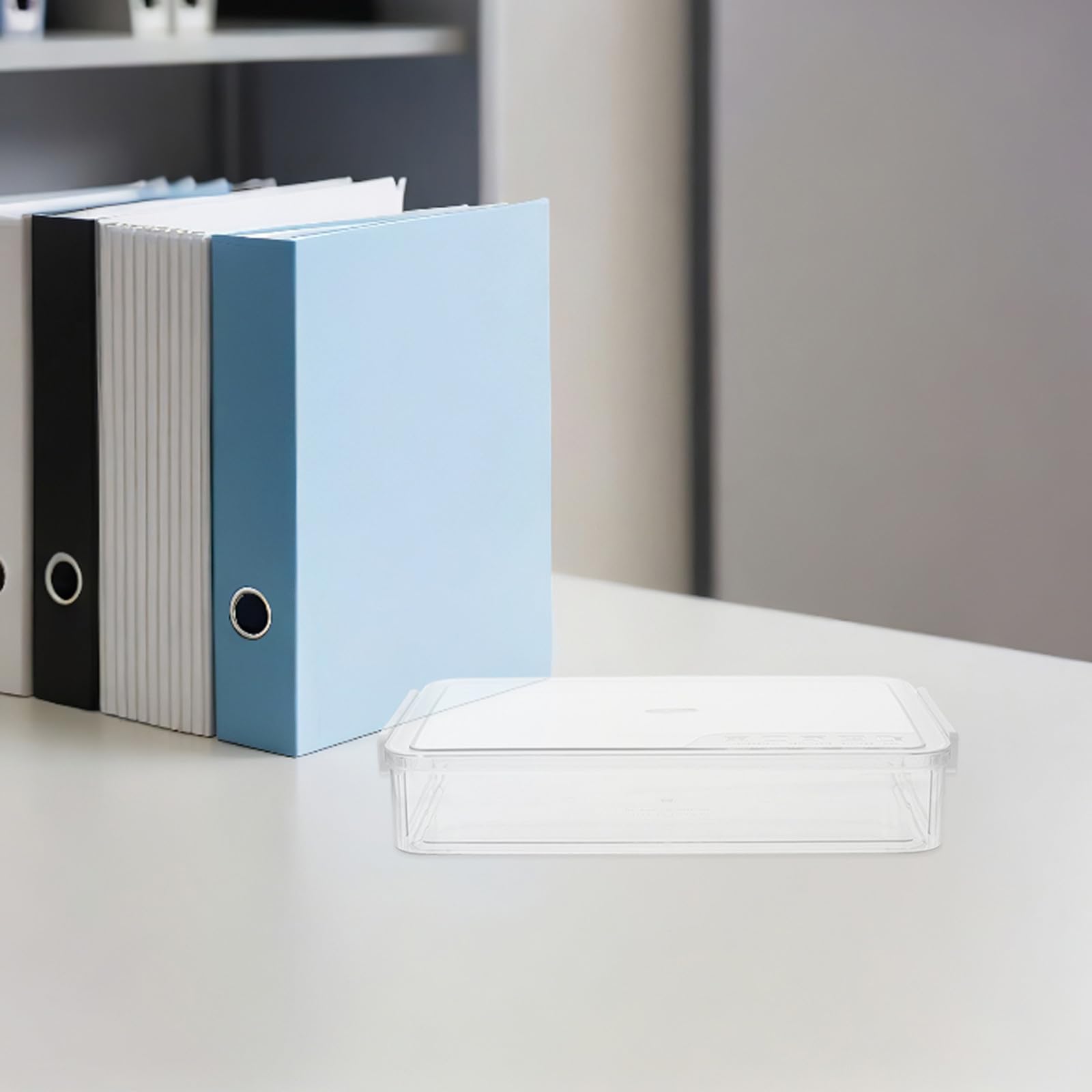 Toyvian 2 Piezas Caja Organizadora para Documentos de Archivos de Plástico Transparente Tapa Apilable Estuche Portátil y Almacenamiento de Papel para Oficina y Escuela