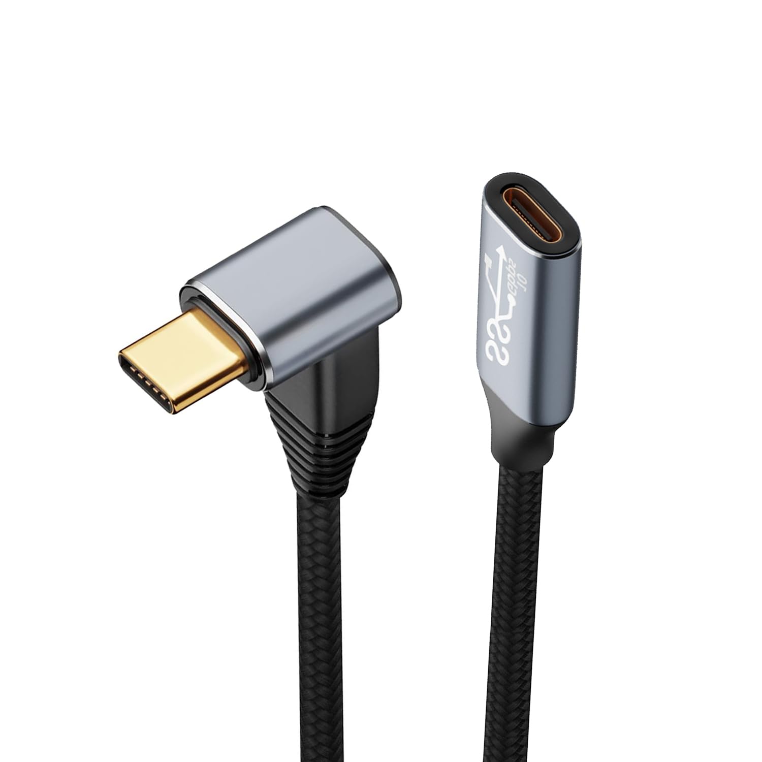 USB Type C 延長ケーブル L字 0.25M タイプc延長コード 【PD 100W/5A急速充電 】USB3.1 Gen2(10Gbps)高速データ転送 4K/60HZビデオ伝送 USB-C 延長 ナイロン編み 高耐久 MacBook、Pad、Surface、Switch、Xperia、Galaxy、Pixel等Type C機種対応