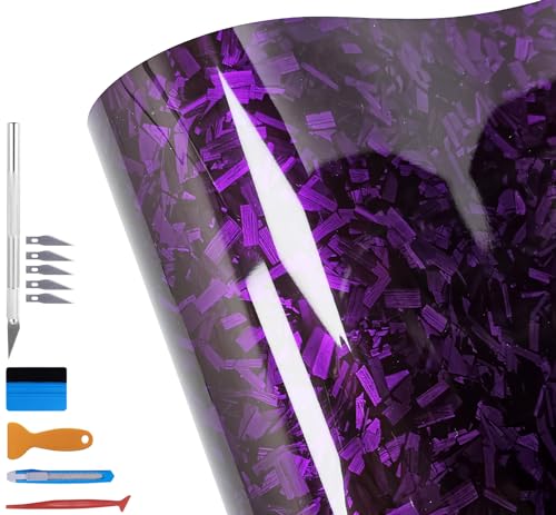 Image of LZLRUN Gloss Purple Forged Carbon Fiber Car Vinyl Wrap Film 3ft x 10ft