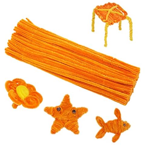 100 Pcs Pipe Cleaners Chenille Stems, Orange Pipe Cleaners, Pipe Cleaners Craft Supplies for DIY, Arts and Crafts Project Decoration Cover
