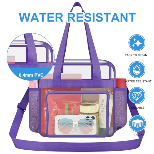 Image of Busiuw Clear Bag for Stadium Events, Stadium Approved 12x12x6 Clear Tote Bag for Sport Fan, Work Concert Travel