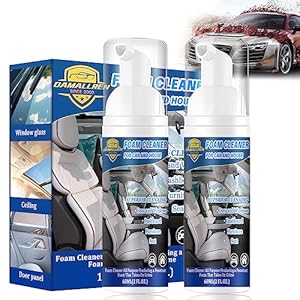Foam Cleaner For Car, 2 Pack Interior Car Cleaning Kit for Car and House, Car Interior Cleaner Remove Stain from Leather, Carpet, Upholstery, Fabric, Lemon Flavor Car Detailing Kit Interior Cleaner