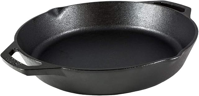 LODGE L10SKL 30cm / 12inch Double Handle Cast Iron Pan/Skillet, Black, 12-Inch