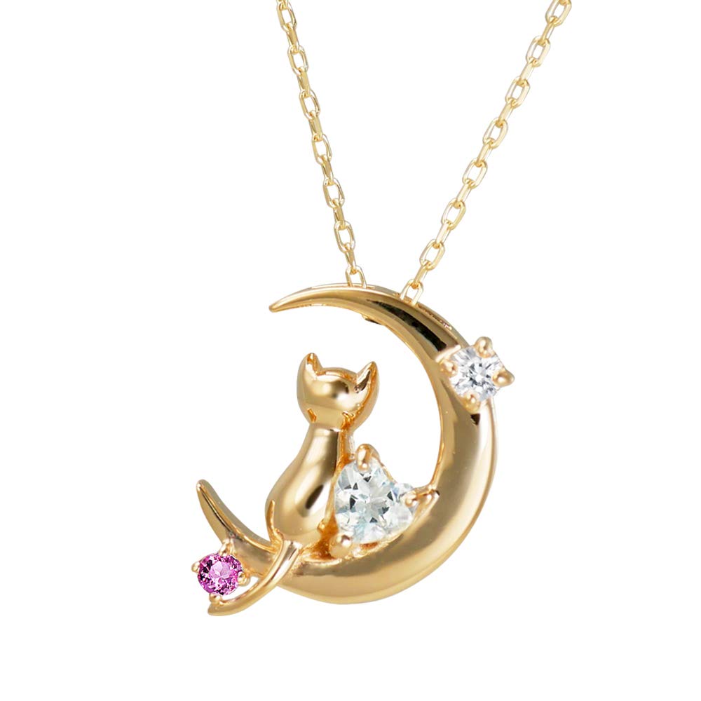 Amazon | [未来天使] 選べる 誕生石 ネックレス レディース 人気 ネコ  