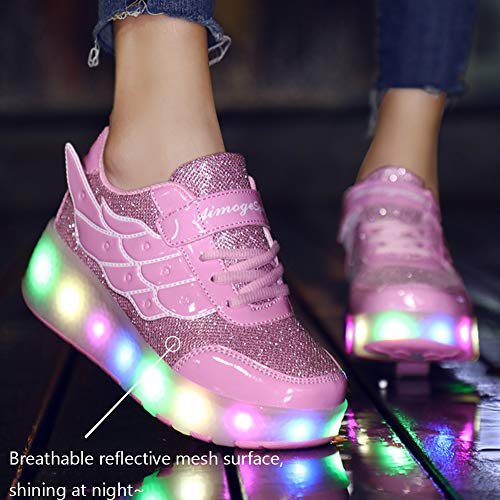 Image of Nsasy Roller Shoes Kids Roller Skates Shoes Girls Boys Wheels Shoes Become Sport Sneaker with Led for Children Gift