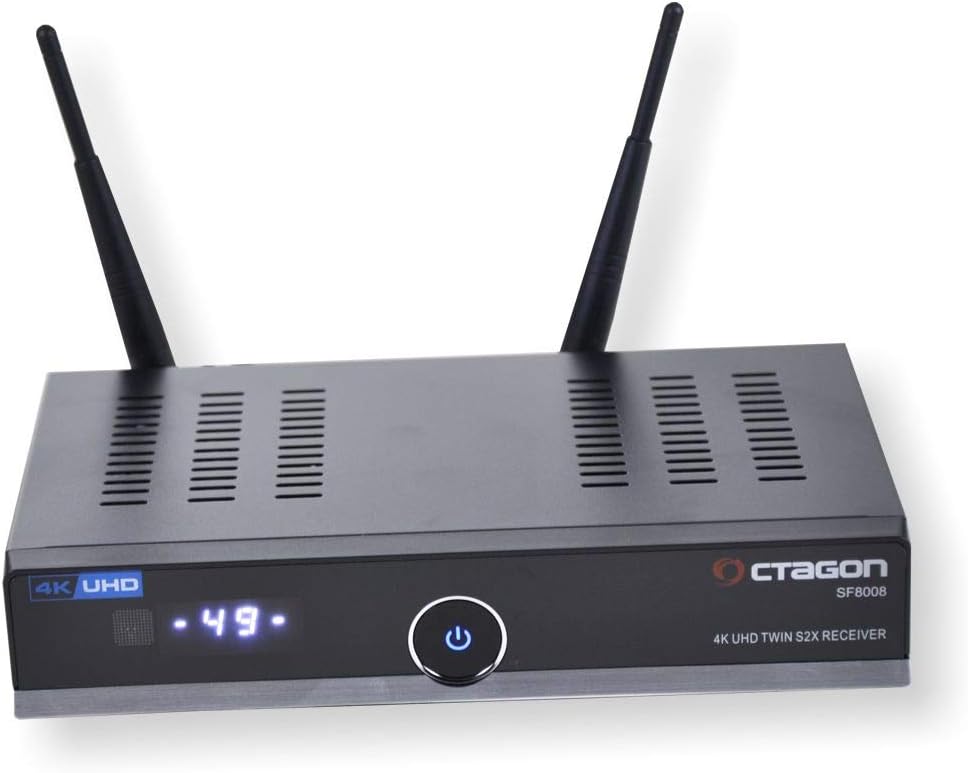Octagon SF8008 4K HDR UHD H.265 E2 Linux Dual WiFi Twin DVB-S2X Satellite Sat-Receiver (Receiver Only) Black