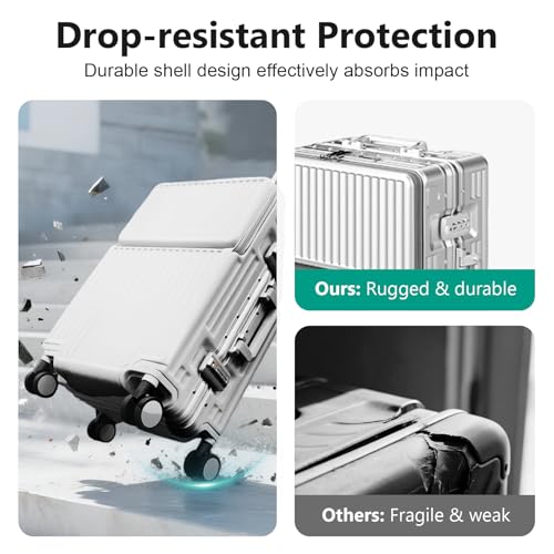 Hard Shell Luggage 26 Inch Travel Luggage, Carry-On Luggage Spinner TSA with Lid, ABS Aluminum Frame，Lightweight Travel Luggage 20'' 24'' 26''Carry-On (upgraded silver, 26 inch)3