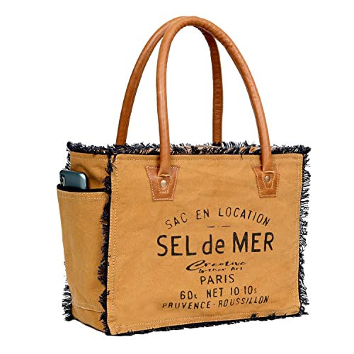 Image of Sel de Mer Canvas Tote Bag for Women, Shoulder Bag, Casual Everyday Bag, Beach Bag, Travel Bag, Shopping Bag