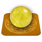 Piedra citrina natural pulida de 2 a 3 cm de calidad premium | Abundancia, confianza y alegría, flor de la vida incluida | Guía práctica y meditación offertss | Regalo Zen Bienestar | 1 unidad
