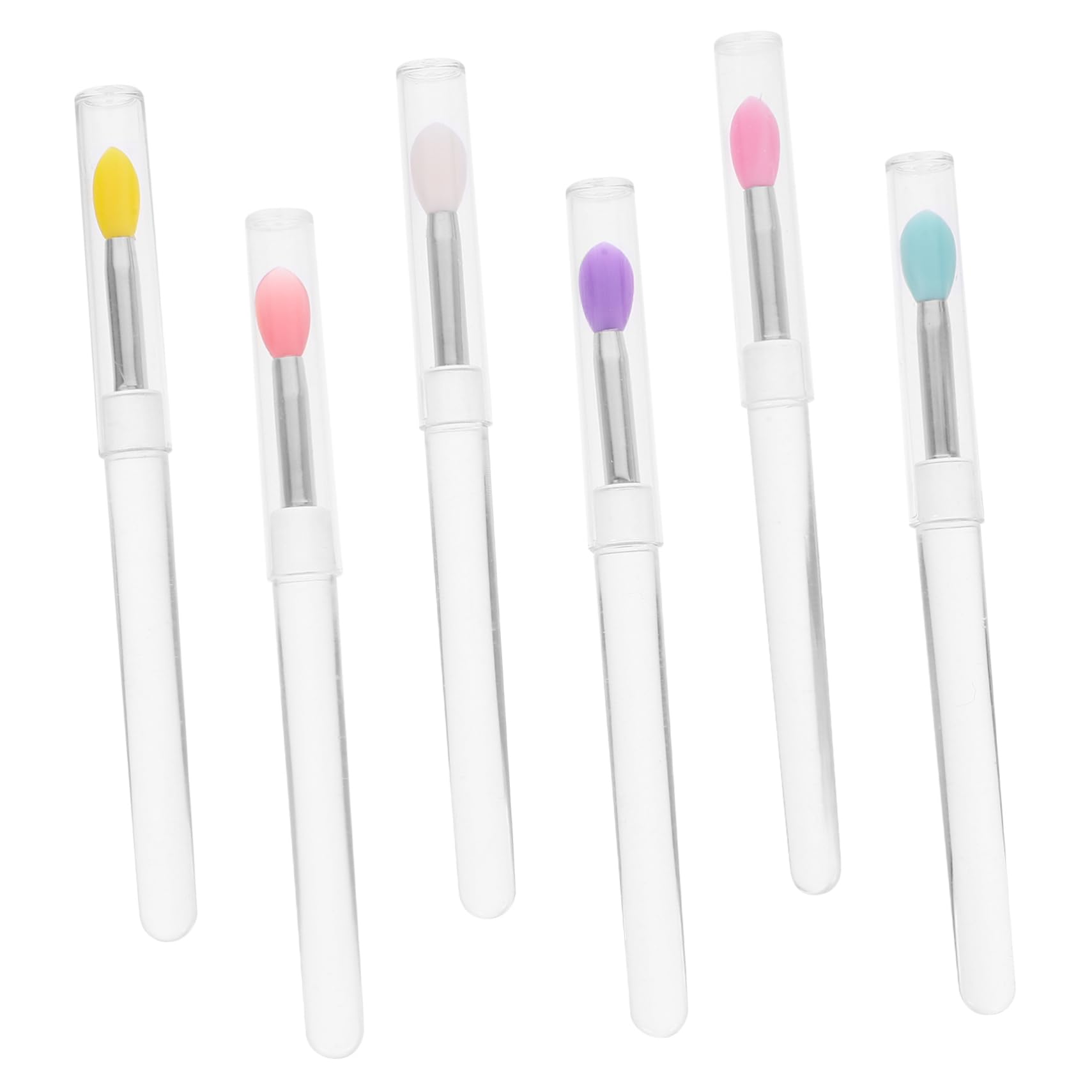 Beatifufu Makeup Lip Brush Stick 6 Pack Lidded Case for Travel Work Everyday Use