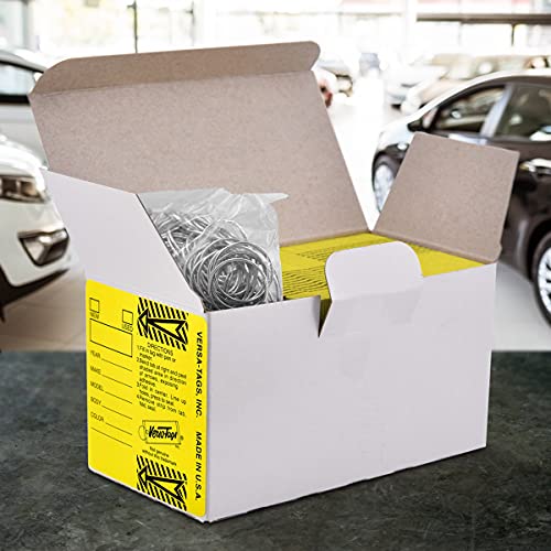 Image of Versa-Tags Yellow Self-Protecting Key Tags with Chrome-Plated Split Rings, 1000 Count Automotive Dealership Key Tags for Car Truck RV Inventory & Service Organization | Yellow self-protecting key tags with chrome-plated split rings for automotive dealerships, vehicle inventory