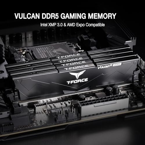 Image of TEAMGROUP T-Force Vulcan Alpha DDR5 Ram 32GB Kit (2x16GB) 6000MHz (PC5-48000) CL38 Desktop Memory Module Ram AMD Optimized Memory Black FLABD532G6000HC38JDC01