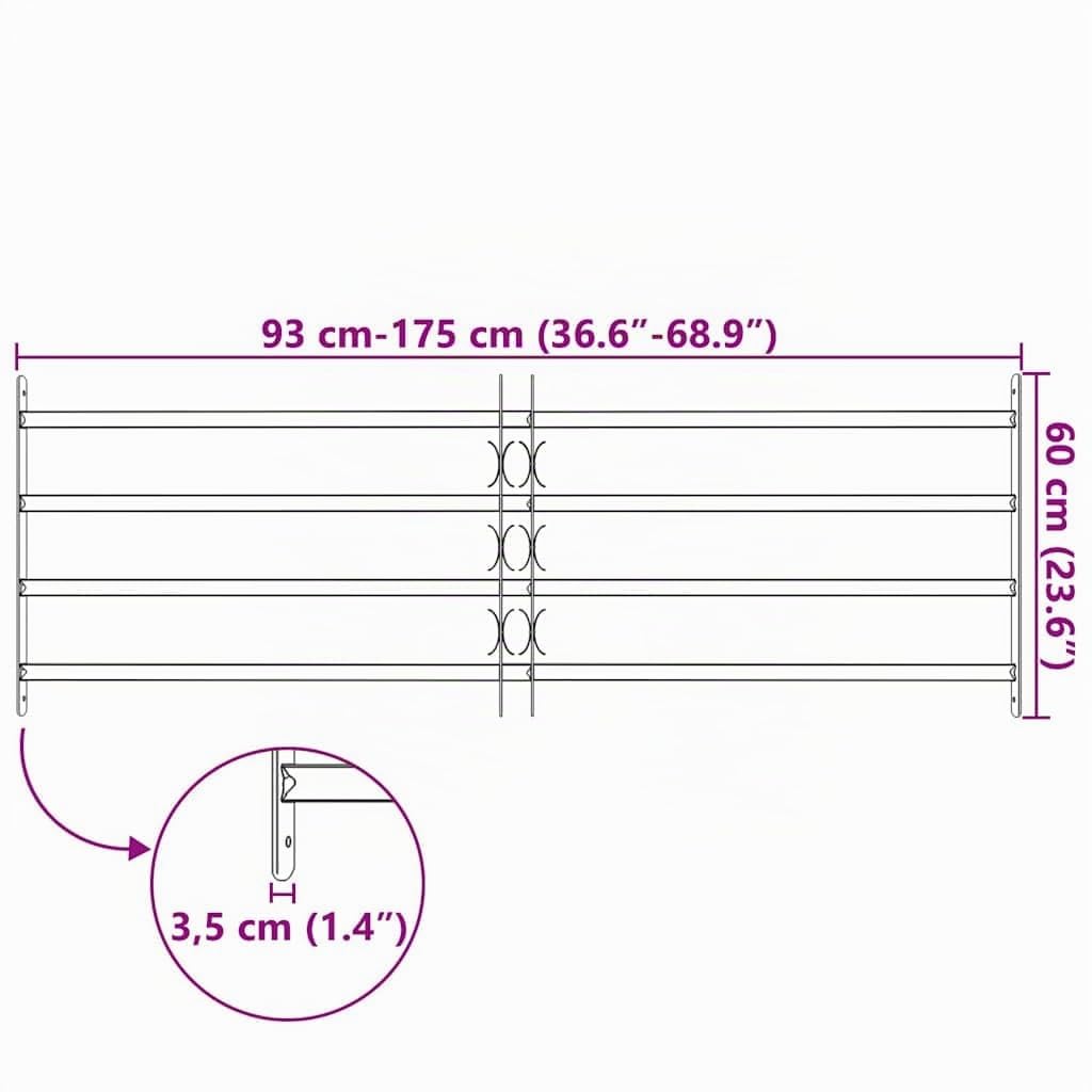 vidaXL Grille de Défense à 4 Traverses pour Fenêtre de 1000-1500 mm Sécurité