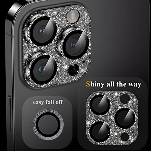 Image of YWXTW for iPhone 13 Pro /iPhone 13 Pro Max Camera Lens Protector, [4TH Gen New Bling Design] Glitter Shiny Diamond Metal Ring Tempered Glass Back Camera Screen Protector Lens Cover