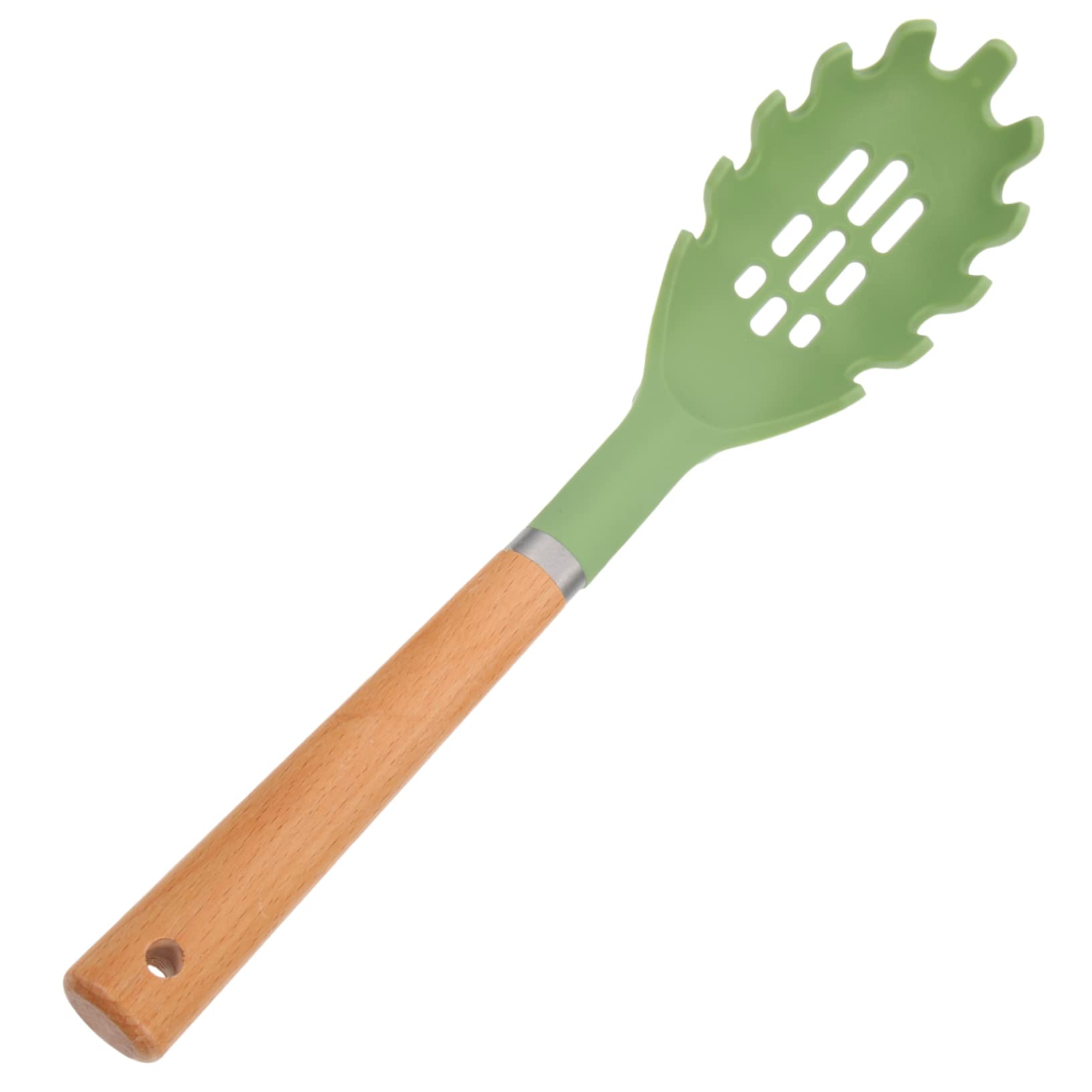 Cucharas de Madera for cocinar, 2 cucharas de Silicona con Mango de Madera, Tenedor for Fideos, Espaguetis, Tenedor for cocinar Pasta, Tenedor ranurado for Pasta, colador de Pasta