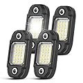 LY8 4 Pods White Rock Lights 24 LEDs Chips Waterproof Neon Trail Rig Lamp Underglow Light for Car Truck Motorcycle SUV ATV UTV (White)