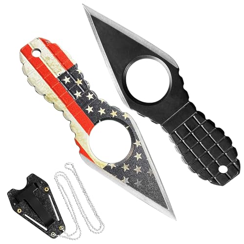 Image of 2PCS Neck Knife with Sheath and Necklace, Mini Fixed Blade Knife Necklace for Men, Ultra Small Pocket Knife EDC Tools Cool Gadgets for Camping, Survival, Hiking, Backpacking