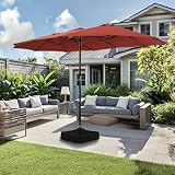 Caprihom 15ft Large Patio Umbrella, Double Sided Extra Large Umbrella with Base, Rectangular Patio Umbrella Double-Sided Umbrella for Yard Lawn Garden, Red