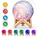 Moon Lamp - Rechargeable 3D Printing Moon Light Lamp, Remote & Touch Control with Wooden Stand, 16 Colors Lunar Night Lights for Kids and Women Birthday Gifts (Diameter 6.2 inch)