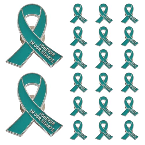 Image of 20 Pcs Funeral Ribbon Awareness Pins Memorial Lapel Brooches Forever In Our Hearts For Mourning Event
