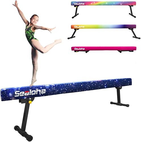 Miniatura 9 de Viga de equilibrio de 2,4 m ajustable y plegable ultrasimple, equipo de gimnasia de barra de piso alto y bajo de ante, no requiere herramientas